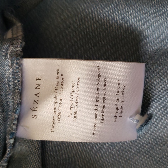 Sezane Blue Blouse with White Floral Embroidery - Picture 6 of 10